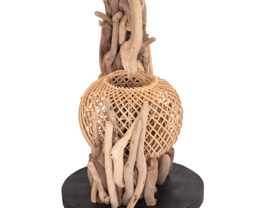 ΕΠΙΤΡΑΠΕΖΙΟ ΔΙΑΚΟΣΜΗΤΙΚΟ ΦΩΤΙΣΤΙΚΟ ASHIN HM4438 DRIFTWOOD--RATTAN 30x30x49Υεκ.
