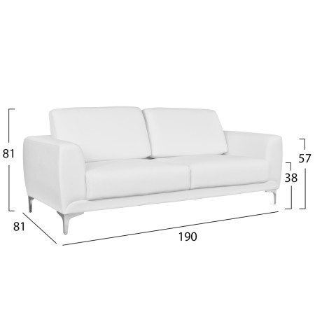 ΚΑΝΑΠΕΣ 3ΘΕΣΙΟΣ KENZIE HM3121.32 ΜΕ ΛΕΥΚΟ PU 190x81x81 εκ.