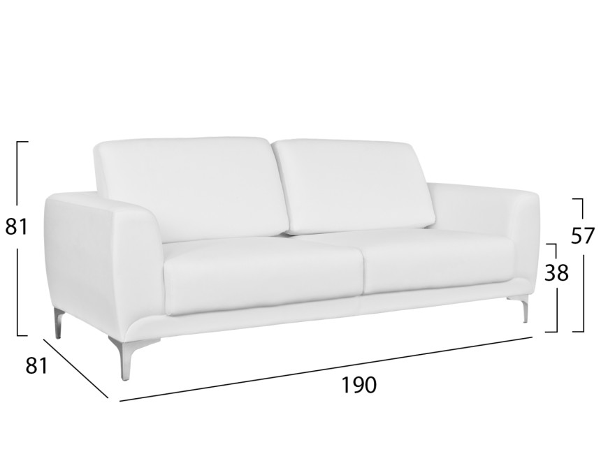 ΚΑΝΑΠΕΣ 3ΘΕΣΙΟΣ KENZIE HM3121.32 ΜΕ ΛΕΥΚΟ PU 190x81x81 εκ.