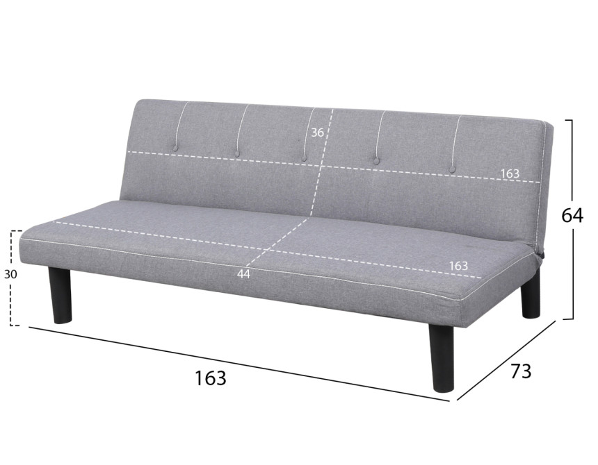 ΚΑΝΑΠΕΣ ΚΡΕΒΑΤΙ ETHAN ΣΕ ΓΚΡΙ ΧΡΩΜΑ HM3146.01 165x74x64 εκ.