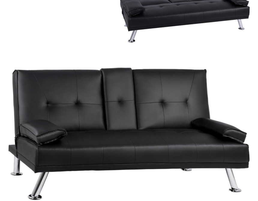 ΚΑΝΑΠΕΣ ΚΡΕΒΑΤΙ BENIN ΜΕ ΜΑΥΡΟ PU 165x76,5x79 εκ ΚΑΙ ΠΤΥΣΣΟΜΕΝΟ ΜΠΡΑΤΣΟ HM3157.01