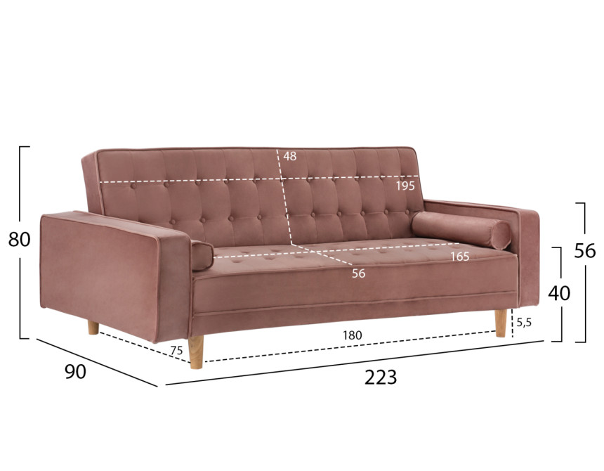 ΚΑΝΑΠΕΣ ΚΡΕΒΑΤΙ SALVADOR HM3150.12 ΒΕΛΟΥΔΟ ΣΑΠΙΟ ΜΗΛΟ  223X90X80Y εκ.