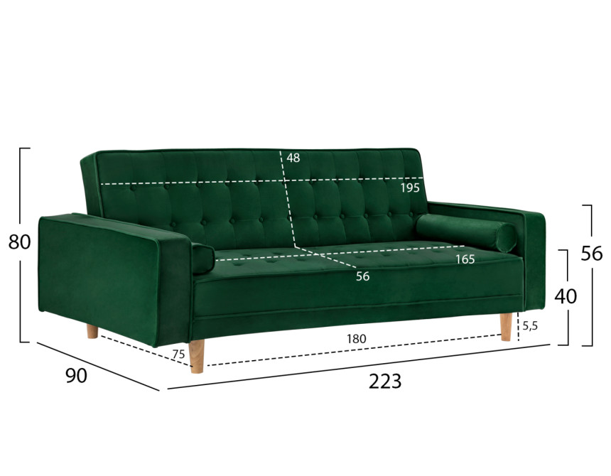 ΚΑΝΑΠΕΣ ΚΡΕΒΑΤΙ SALVADOR HM3150.13 ΒΕΛΟΥΔΟ ΚΥΠΑΡΙΣΣΙ 223X90X80Y εκ.