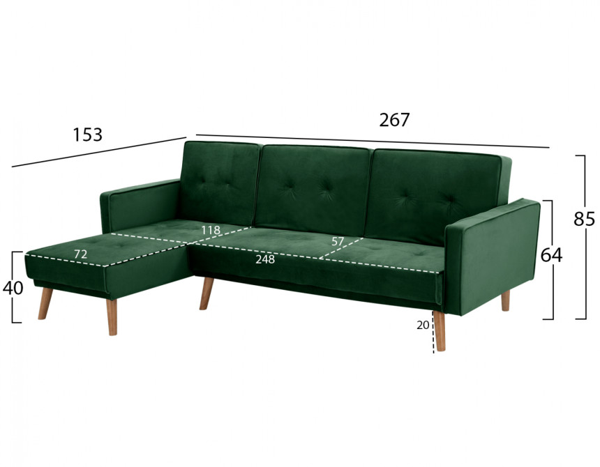 ΚΑΝΑΠΕΣ ΚΡΕΒΑΤΙ ΓΩΝΙΑ ΑΝΑΣΤΡΕΨΙΜΗ TALIA HM3153.03 ΒΕΛΟΥΔΟ ΚΥΠΑΡΙΣΣΙ 267x153x85 εκ.