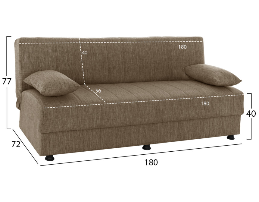 ΚΑΝΑΠΕΣ ΚΡΕΒΑΤΙ ANDRI ΤΡΙΘΕΣΙΟΣ ΚΑΦΕ HM3239.02 180x72x77Υ εκ.