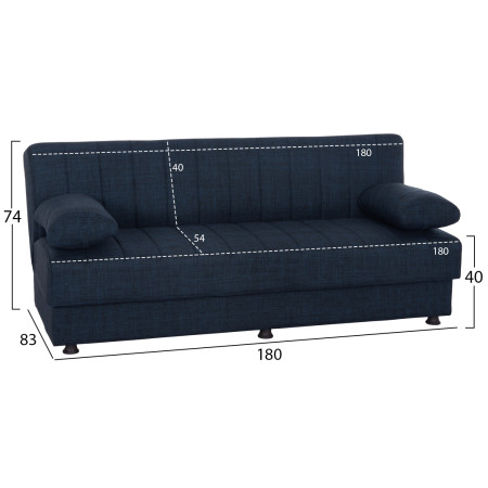 ΚΑΝΑΠΕΣ ΚΡΕΒΑΤΙ ANDRI ΤΡΙΘΕΣΙΟΣ ΜΠΛΕ HM3239.07 180x72x77Y εκ.