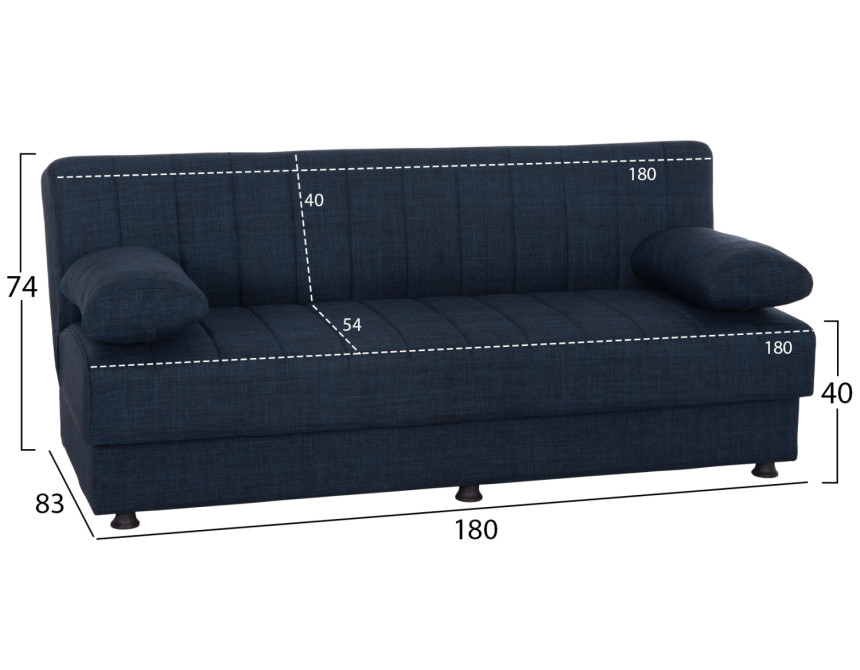 ΚΑΝΑΠΕΣ ΚΡΕΒΑΤΙ ANDRI ΤΡΙΘΕΣΙΟΣ ΜΠΛΕ HM3239.07 180x72x77Y εκ.
