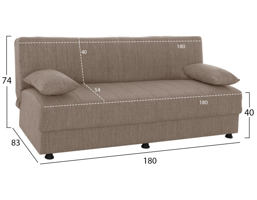 ΚΑΝΑΠΕΣ ΚΡΕΒΑΤΙ ANDRI ΤΡΙΘΕΣΙΟΣ ΜΠΕΖ HM3239.04 180x72x77Υ εκ.