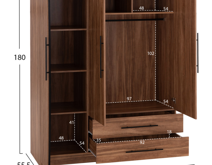 ΝΤΟΥΛΑΠΑ 3ΦΥΛΛΗ ΜΕ 2 ΣΥΡΤΑΡΙΑ HARRY HM18390.01 ΜΕΛΑΜΙΝΗ ΦΥΣΙΚΟ & ΜΑΥΡΟ 150x55x180Υεκ