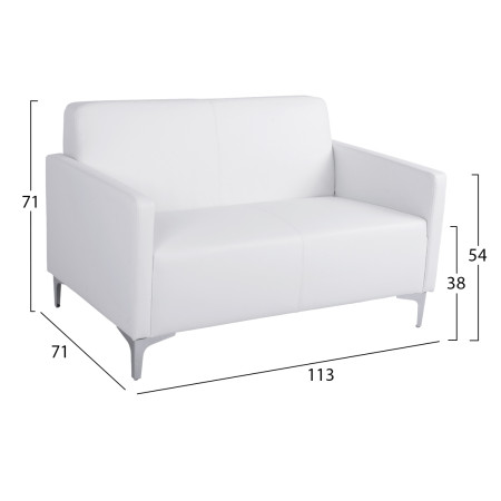 ΚΑΝΑΠΕΣ 2ΘΕΣΙΟΣ NELLIE HM3159.22 ΜΕ ΛΕΥΚΟ PU 113x71x71Υ εκ.