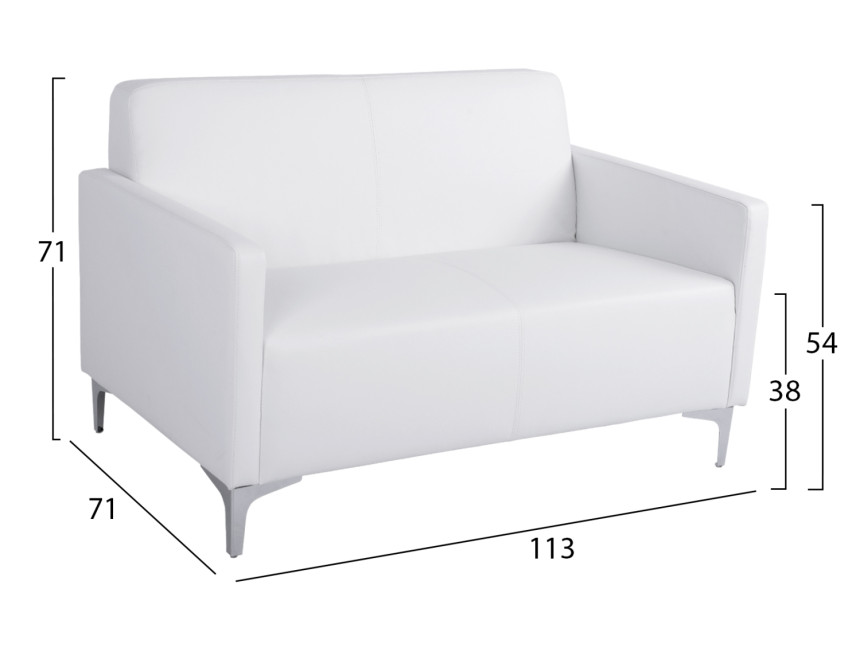 ΚΑΝΑΠΕΣ 2ΘΕΣΙΟΣ NELLIE HM3159.22 ΜΕ ΛΕΥΚΟ PU 113x71x71Υ εκ.