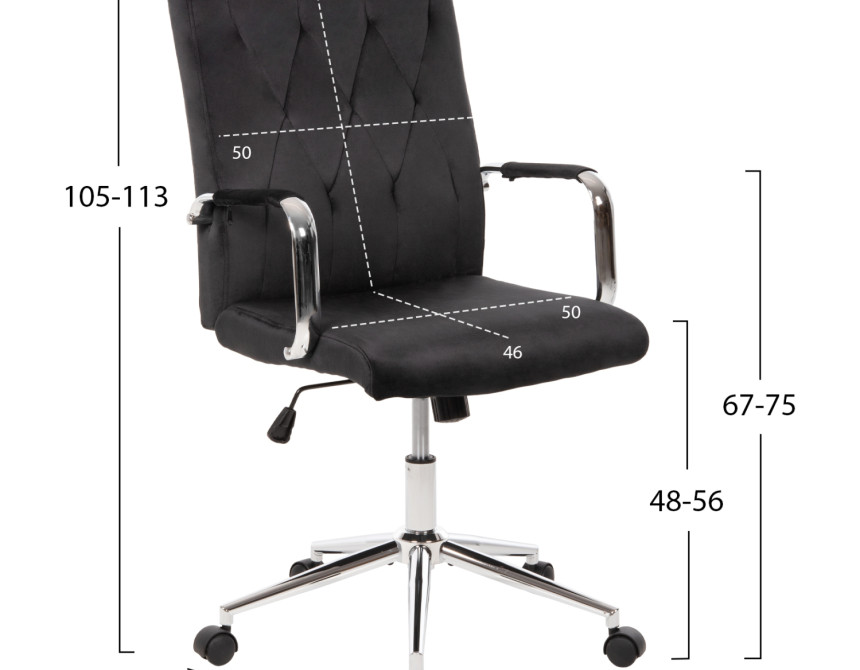 ΚΑΡΕΚΛΑ ΓΡΑΦΕΙΟΥ JOSEF HM1181.04 ΜΑΥΡΟ ΒΕΛΟΥΔΟ-INOX ΒΑΣΗ 58x61x105-113Yεκ.