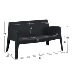 ΚΑΝΑΠΕΣ 2-ΘΕΣΙΟΣ ΠΟΛΥΠΡΟΠΥΛΕΝΙΟΥ SLEEK HM6366.02 ΧΡΩΜΑ ΜΑΥΡΟ 118x48,5x73Υεκ.