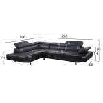 ΚΑΝΑΠΕΣ ΓΩΝΙΑ GORO ΑΡΙΣΤΕΡΗ HM3084.02L ΑΠΟ ΜΑΥΡΟ PU 270x200x87cm