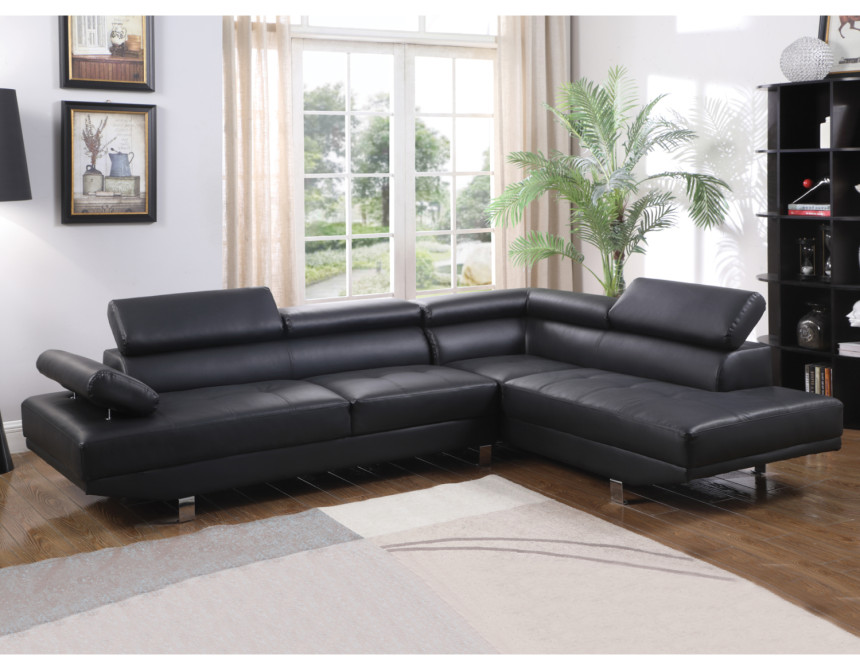 ΚΑΝΑΠΕΣ ΓΩΝΙΑ GORO ΔΕΞΙΑ HM3084.02R ΑΠΟ ΜΑΥΡΟ PU 270x200x87 εκ.