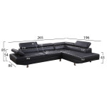 ΚΑΝΑΠΕΣ ΓΩΝΙΑ GORO ΔΕΞΙΑ HM3084.02R ΑΠΟ ΜΑΥΡΟ PU 270x200x87 εκ.