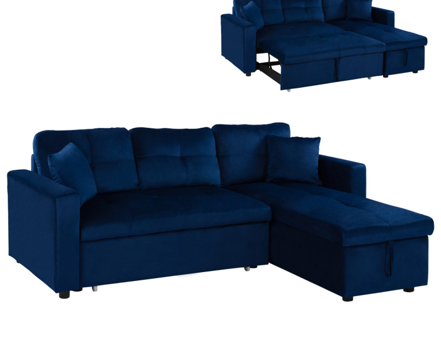 ΚΑΝΑΠΕΣ ΓΩΝΙΑ ΚΡΕΒΑΤΙ WAYNE 224x147x85Υεκ. HM3028.18 ΒΕΛΟΥΔΟ ΜΠΛΕ
