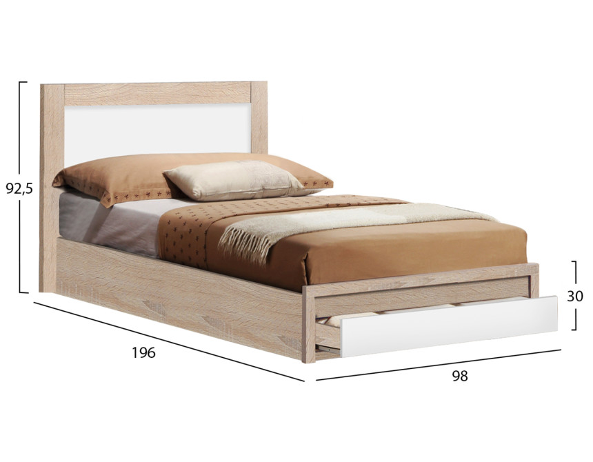 ΚΡΕΒΑΤΙ MELANY HM346 ΜΕ 1ΣΥΡΤΑΡΙ SONAMA-ΛΕΥΚΟ 90Χ190