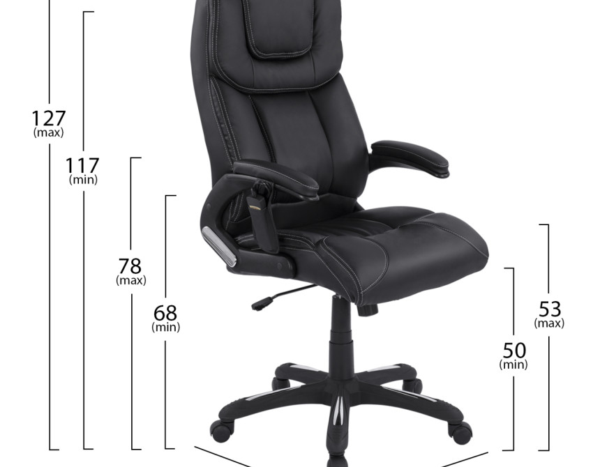 ΚΑΡΕΚΛΑ ΓΡΑΦΕΙΟΥ THORIN HM1050.01 ΜΕ MASSAGE ΜΑΥΡΗ HOMEMARKT 62x70x127Y εκ.