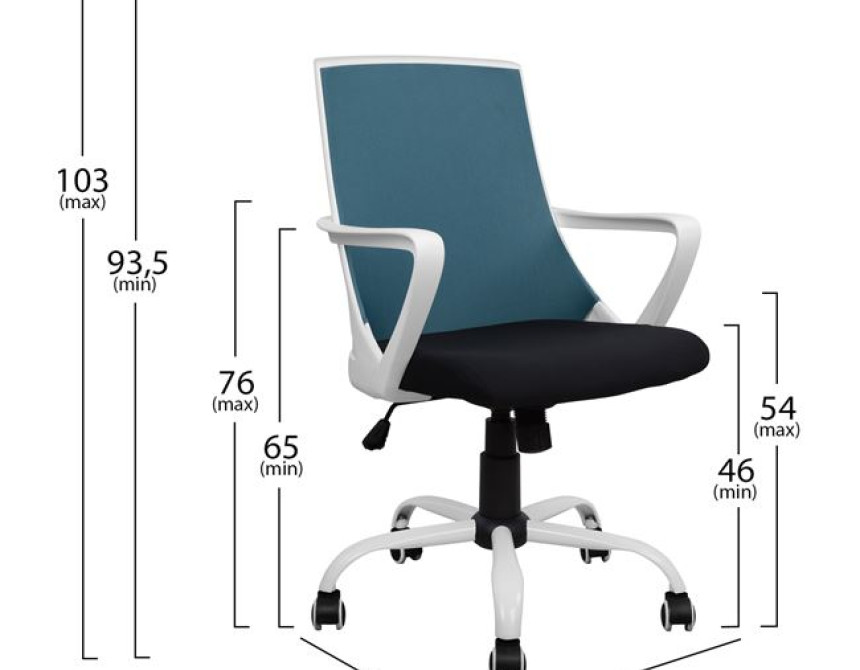 ΚΑΡΕΚΛΑ ΓΡΑΦΕΙΟΥ MALFOI HM1053.06 ΜΠΛΕ MESH & ΠΟΔΙ ΜΕΤΑΛΛΙΚΟ 58x59x103 εκ.