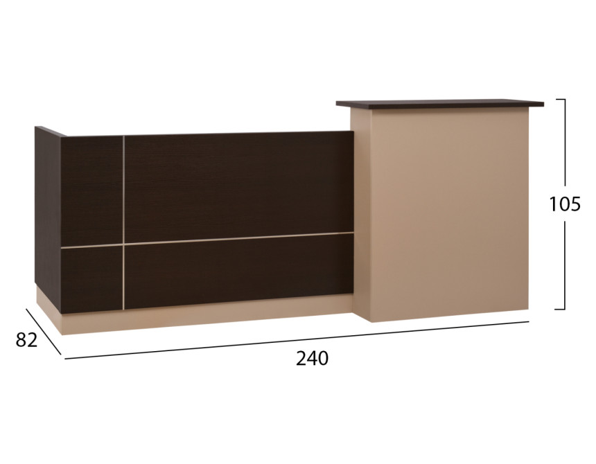 ΓΡΑΦΕΙΟ ΥΠΟΔΟΧΗΣ DALTON 240X82 WENGE ΜΠΕΖ HM2068.01 240x82x105cm
