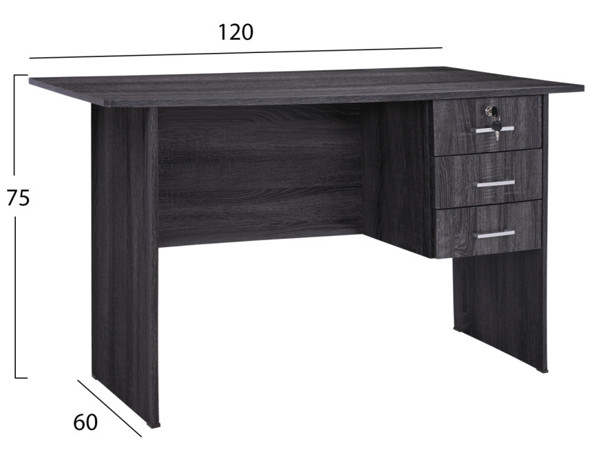 ΓΡΑΦΕΙΟ ΜΕΛΑΜΙΝΗΣ HAYDEN 120x60x75Υεκ.ΜΕ 3 ΣΥΡΤΑΡΙΑ ΣΕ ΑΝΘΡΑΚΙ ΧΡΩΜΑ HM2268.01