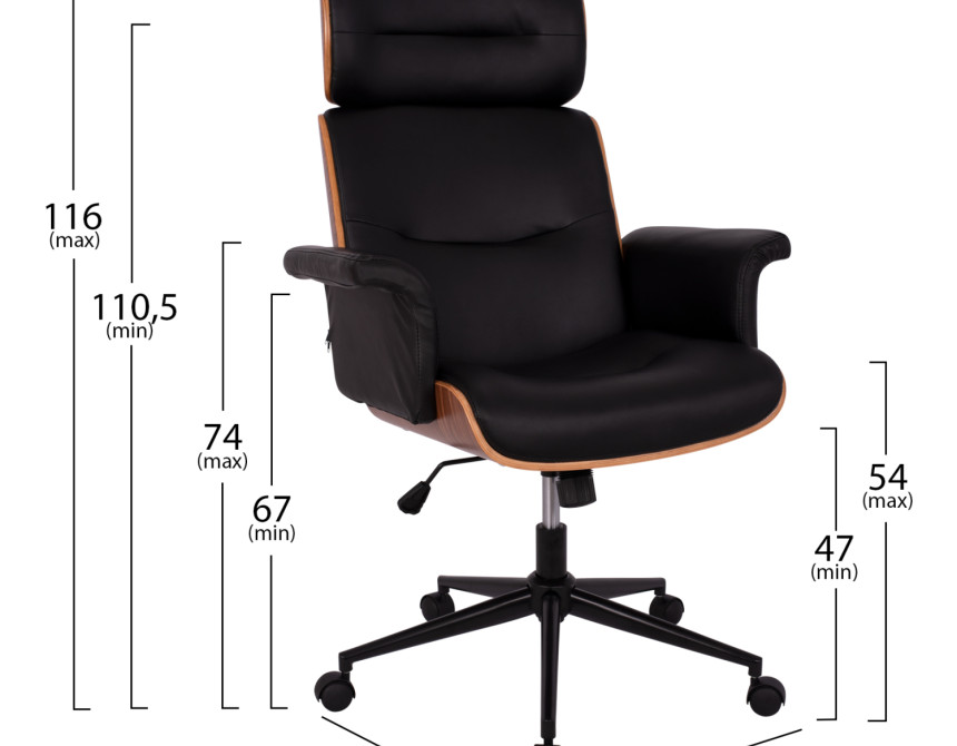 ΚΑΡΕΚΛΑ ΓΡΑΦΕΙΟΥ ΔΙΕΥΘΥΝΤΙΚΗ SUPERIOR PRO HM1108.01 ΚΑΡΥΔΙ-ΜΑΥΡO PU 74x74x116Yεκ.