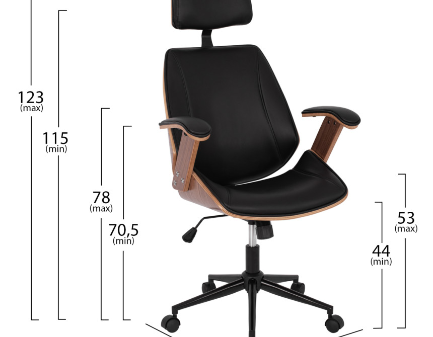 ΚΑΡΕΚΛΑ ΓΡΑΦΕΙΟΥ ΔΙΕΥΘΥΝΤΙΚΗ SUPERIOR PRO HM1109.01 ΚΑΡΥΔΙ-ΜΑΥΡO PU 63x67x123Yεκ.