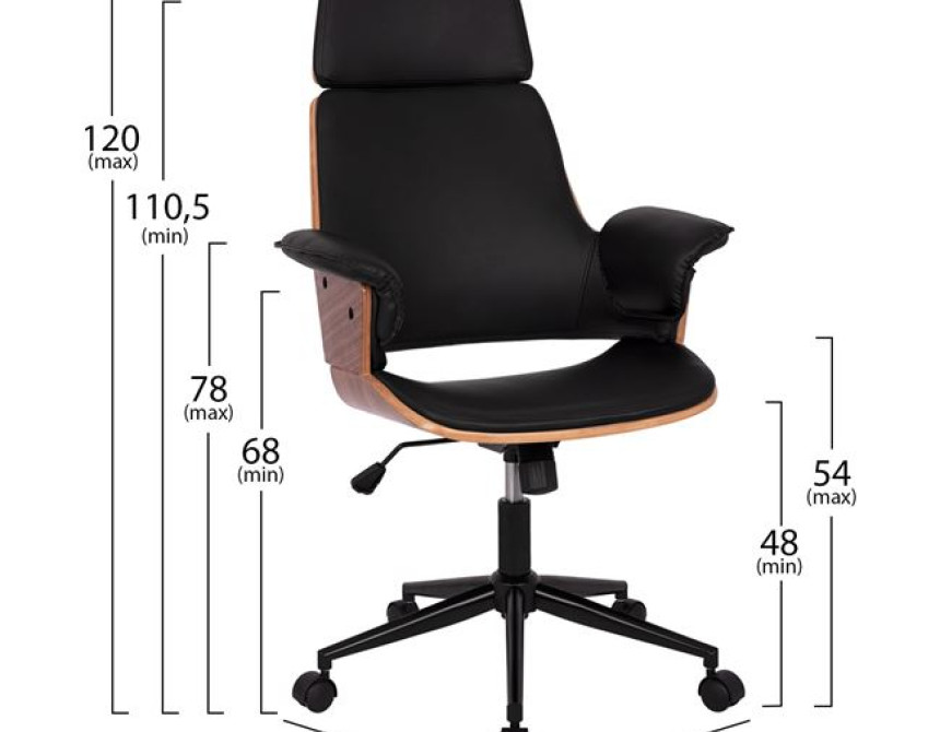 ΚΑΡΕΚΛΑ ΓΡΑΦΕΙΟΥ ΔΙΕΥΘΥΝΤΙΚΗ SUPERIOR PRO HM1110.01 ΚΑΡΥΔΙ-ΜΑΥΡΗ 67x66x120 cm