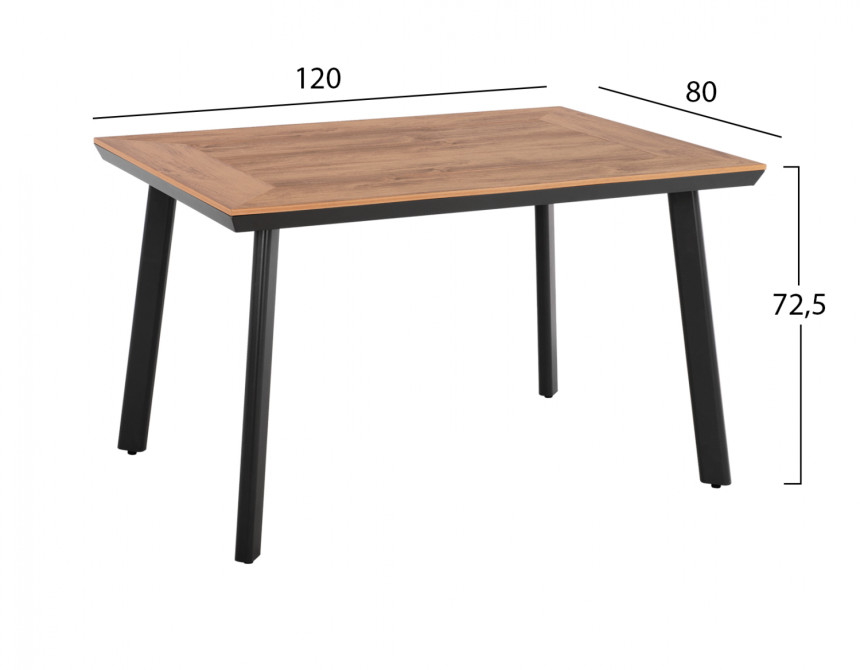 ΤΡΑΠΕΖΙ ΑΛΟΥΜΙΝΙΟΥ TABER ΑΝΘΡΑΚΙ ΜΕ ΕΠΙΦΑΝΕΙΑ POLYWOOD HM5562.02 120x80x72,5Υ ΕΚ.