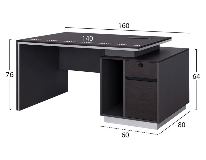 ΓΡΑΦΕΙΟ ΕΠΑΓΓΕΛΜΑΤΙΚΟ ΜΕ ΔΕΞΙΟ ΝΤΟΥΛΑΠΙ ROSEWOOD HM2087R 160X80X76Υ εκ.