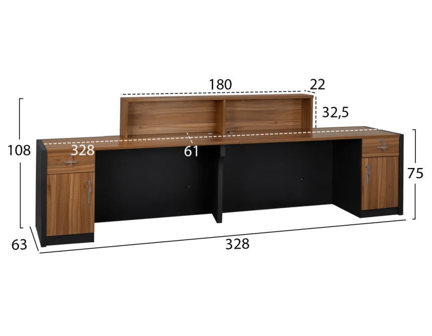 ΕΠΑΓΓΕΛΜΑΤΙΚΟ ΓΡΑΦΕΙΟ ΥΠΟΔΟΧΗΣ SUPREME 328X63X108 HM2359