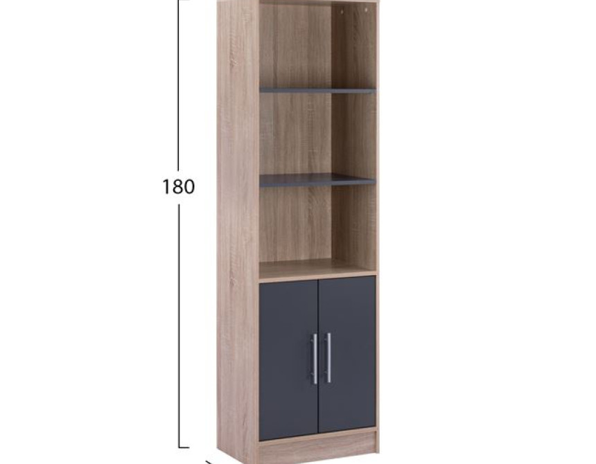 ΒΙΒΛΙΟΘΗΚΗ ΜΕΛΑΜΙΝΗΣ ENSLEY HM2027.04 SONAMA-ΓΚΡΙ 60x30x180Υ εκ.