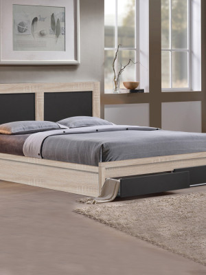 ΚΡΕΒΑΤΙ CAPRI HM312.04 ΜΕ 2 ΣΥΡΤΑΡΙΑ SONOMA-ΓΚΡΙ ΓΙΑ ΣΤΡΩΜΑ 150x200εκ.