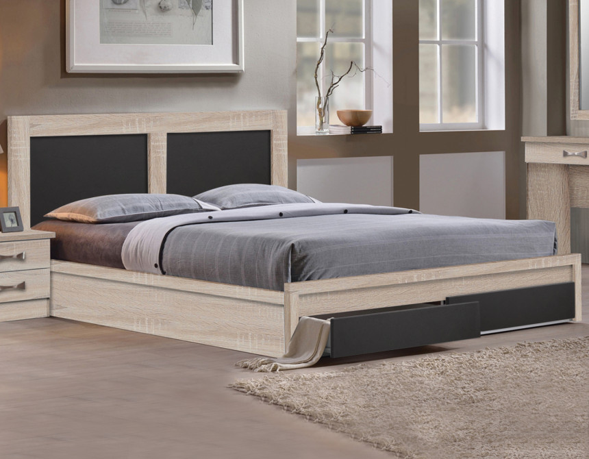 ΚΡΕΒΑΤΙ CAPRI HM312.04 ΜΕ 2 ΣΥΡΤΑΡΙΑ SONOMA-ΓΚΡΙ ΓΙΑ ΣΤΡΩΜΑ 150x200εκ.