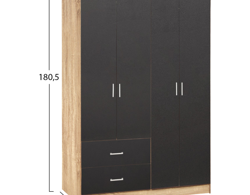 ΝΤΟΥΛΑΠΑ 4ΦΥΛΛΗ BRIANA ME 2 ΣΥΡΤΑΡΙΑ HM339.04 SONAMA-ΓΚΡΙ 120Χ42,5Χ180,5εκ.