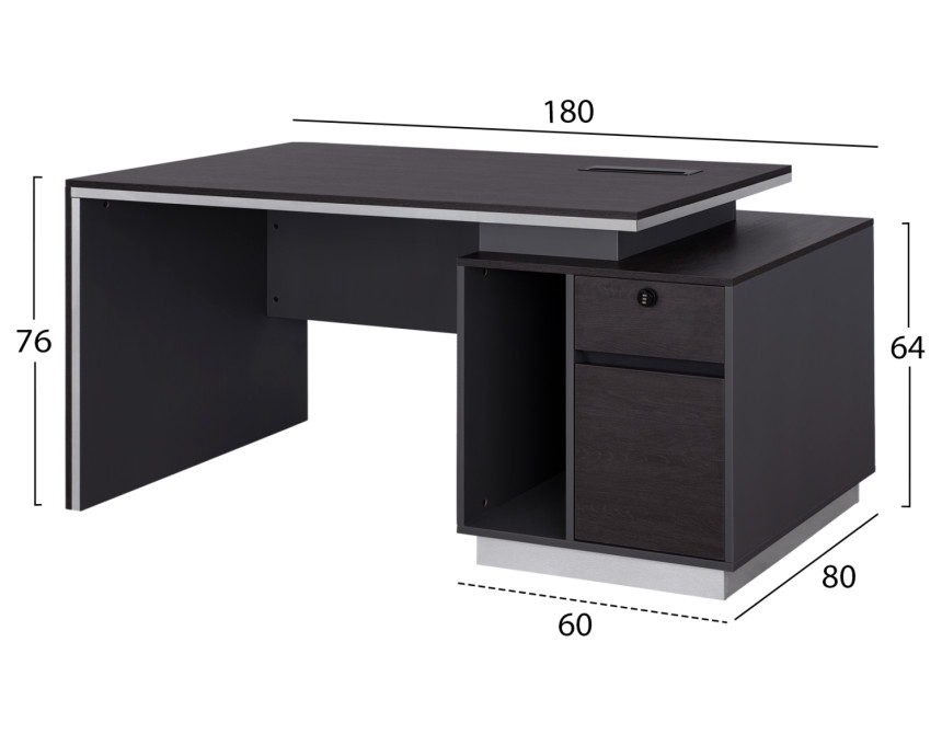 ΓΡΑΦΕΙΟ ΕΠΑΓΓΕΛΜΑΤΙΚΟ ΜΕ ΔΕΞΙΟ ΝΤΟΥΛΑΠΙ ROSEWOOD HM2113R 180X80X76Υ εκ.