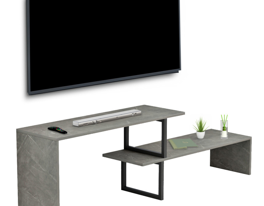 ΕΠΙΠΛΟ ΤΗΛΕΟΡΑΣΗΣ ΕΠΕΚΤ. BRIGGITE HM8892.11 ΜΕΛΑΜΙΝΗ GREY STONE TEXTURE 160x30x45Υεκ.