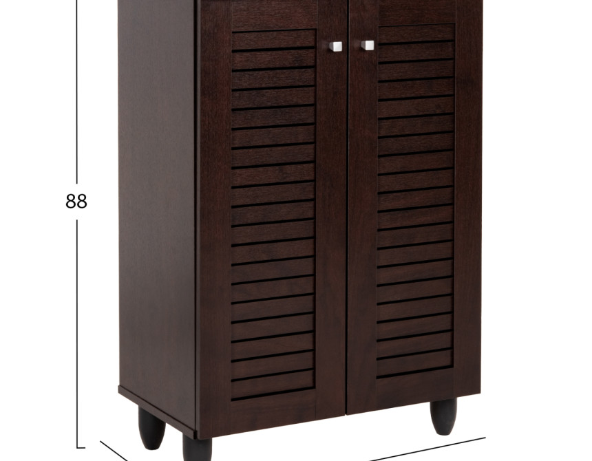 ΠΑΠΟΥΤΣΟΘΗΚΗ-ΝΤΟΥΛΑΠΑ PROLLY HM9608.01 ΜΕΛΑΜΙΝΗ WENGE-2ΠΟΡΤΕΣ-4ΡΑΦΙΑ 60x34x88Υεκ.