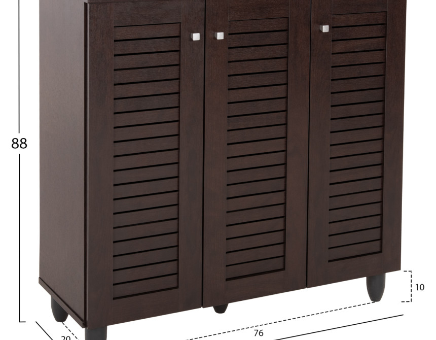 ΠΑΠΟΥΤΣΟΘΗΚΗ-ΝΤΟΥΛΑΠΑ PROLLY HM9609.01 ΜΕΛΑΜΙΝΗ WENGE-3ΠΟΡΤΕΣ-4ΡΑΦΙΑ 87x32x88Υεκ.