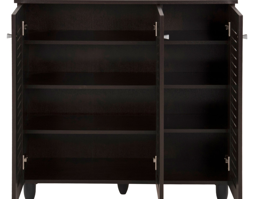 ΠΑΠΟΥΤΣΟΘΗΚΗ-ΝΤΟΥΛΑΠΑ PROLLY HM9609.01 ΜΕΛΑΜΙΝΗ WENGE-3ΠΟΡΤΕΣ-4ΡΑΦΙΑ 87x32x88Υεκ.