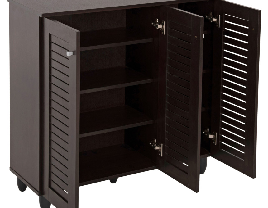 ΠΑΠΟΥΤΣΟΘΗΚΗ-ΝΤΟΥΛΑΠΑ PROLLY HM9609.01 ΜΕΛΑΜΙΝΗ WENGE-3ΠΟΡΤΕΣ-4ΡΑΦΙΑ 87x32x88Υεκ.