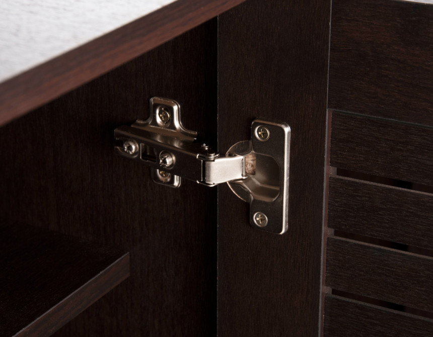ΠΑΠΟΥΤΣΟΘΗΚΗ-ΝΤΟΥΛΑΠΑ PROLLY HM9609.01 ΜΕΛΑΜΙΝΗ WENGE-3ΠΟΡΤΕΣ-4ΡΑΦΙΑ 87x32x88Υεκ.
