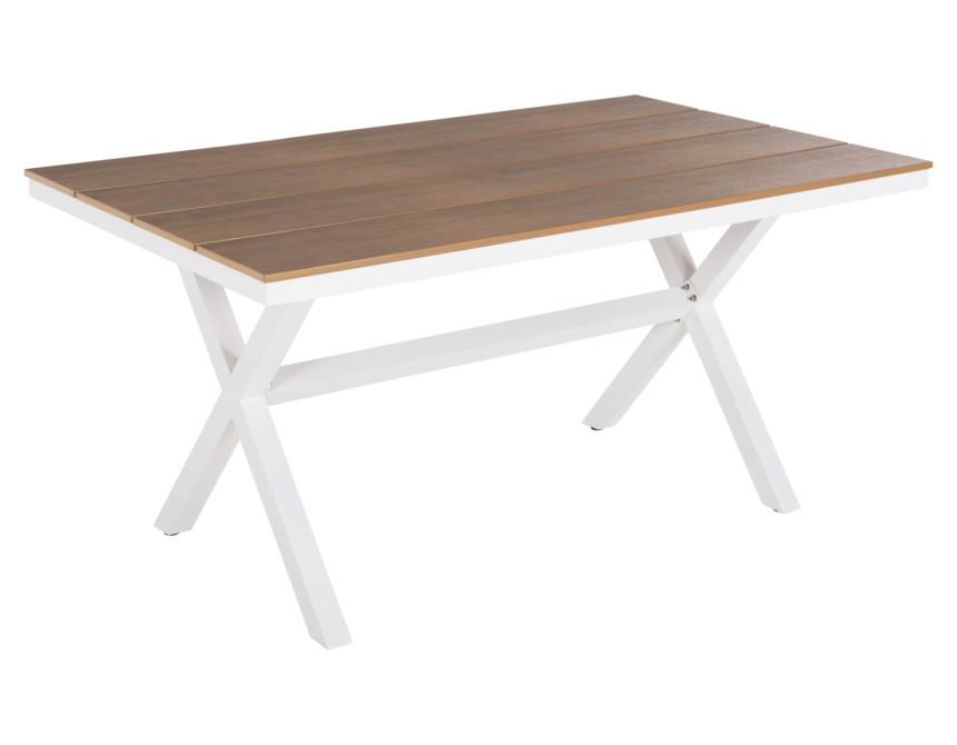 ΤΡΑΠΕΖΙ ΑΛΟΥΜΙΝΙΟΥ ΟΡΘΟΓΩΝΙΟ TAWNEE HM6037.02 ΛΕΥΚΟ-POLYWOOD ΦΥΣΙΚΟ 150x89,5x73Υεκ