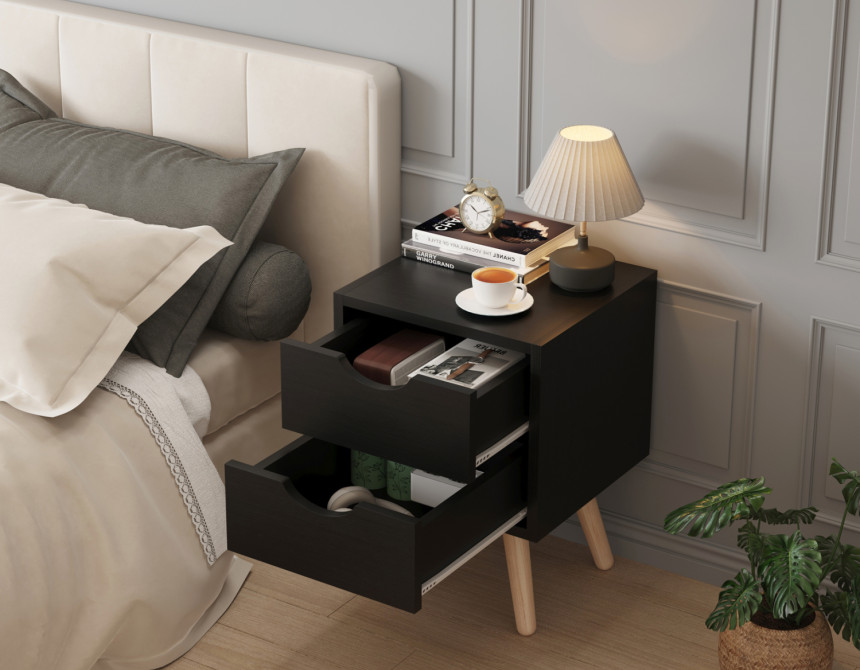 ΚΟΜΟΔΙΝΟ DINKL HM2472.02 ΜΕΛΑΜΙΝΗ-2 ΣΥΡΤΑΡΙΑ-WENGE 29,7x29,7x45Υεκ
