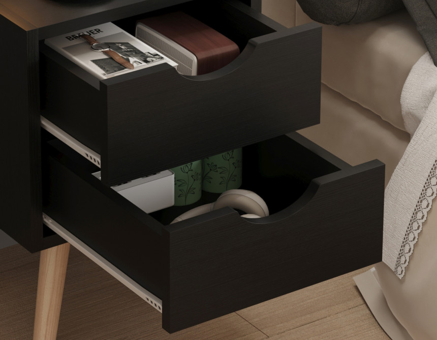 ΚΟΜΟΔΙΝΟ DINKL HM2472.02 ΜΕΛΑΜΙΝΗ-2 ΣΥΡΤΑΡΙΑ-WENGE 29,7x29,7x45Υεκ