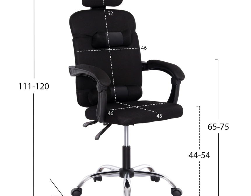 ΚΑΡΕΚΛΑ ΓΡΑΦΕΙΟΥ CRONER HM1196.01 ΜΑΥΡΟ MESH-ΜΕΤΑΛ.ΒΑΣΗ-NYLON ΣΚΕΛΕΤΟΣ 58x50x120Υεκ.