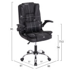 ΚΑΡΕΚΛΑ ΓΡΑΦΕΙΟΥ CANAN HM1201 ΜΑΥΡO PVC-ΜΑΥΡΟ NYLON-ΒΑΣΗ ΧΡΩΜΙΟΥ 69x48x98Υεκ.