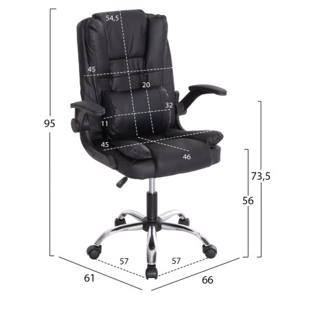 ΚΑΡΕΚΛΑ ΓΡΑΦΕΙΟΥ CANAN HM1201 ΜΑΥΡO PVC-ΜΑΥΡΟ NYLON-ΒΑΣΗ ΧΡΩΜΙΟΥ 69x48x98Υεκ.