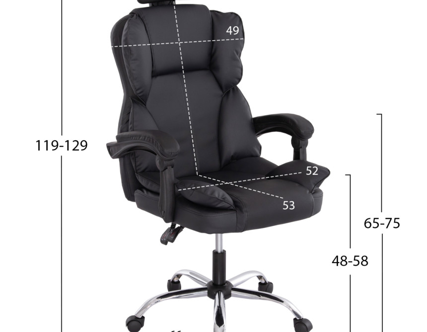 ΚΑΡΕΚΛΑ ΓΡΑΦΕΙΟΥ OCTAVIUS HM1202 ΜΑΥΡΟ PVC & NYLON-ΜΕΤΑΛ.ΧΡΩΜΙΟ ΒΑΣΗ 52x55x128Υεκ